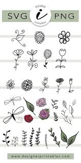 Flowers Floral Elements Designer Printables Flower Drawing Flower Svg Files How To Draw Hands