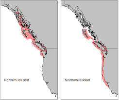 the currently known geographical ranges of northern left