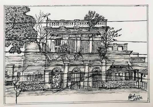 Sketch of Old Ancestral Building in North Calcutta