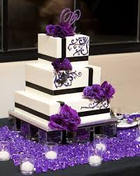 Check out these 30 impressive white wedding cake designs! Purple Black And White Wedding Cake Wedding Cakes Purple Wedding Cakes Wedding Cake Designs