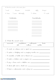 Skip counting by 2s, 5s, and10s. Vertebrates And Invertebrates Interactive Worksheet