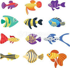 Set Of Aquarium Fish Cute Cartoon Colorful Different Fish Aquarium Dessin Poisson Hyppocampe Dessin Peintures De Poissons