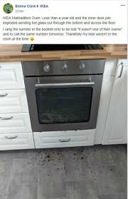 The front of the oven becomes very hot during the cleaning process, so children and pets should never be left alone while cleaning. Shocked Mum S Ikea Oven Explodes During 250 C Self Clean Showering Kitchen With Hot Glass Deadline News