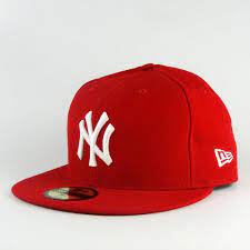 New York Yankees Red And White Custom New Era Hat 59fifty Fitted Cap Fitted Hats New Era Hat Hats