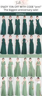 Emerald And Moss Green Bridesmaid Dresses Enjoy 15 Off With Code Anni Wedding Olive Green Bridesmaid Dresses Green Bridesmaid Green Bridesmaid Dresses