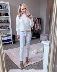 Styling My Favorite Pants Outfit Ideas Shannon H Sullivan White Pants Winter White Monochromatic Outfit White Pants Outfit