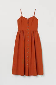 Dress With Buttons Dark Orange H M Ca 1 Orange Dress Summer Clothes Casual Dresses