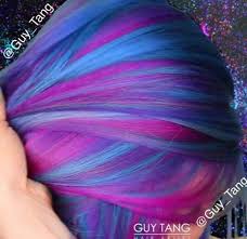 Varicolored striped surreal sky with shades of blue, cyan, cobalt, pink christmas background with blue and pink blurred shiny confetti stars. Purple Blue And Pink Hair Hair Styles Pretty Hair Color Dyed Hair