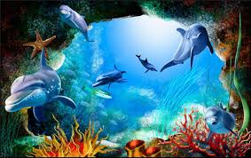 Dunia bawah laut tangan kartun ikan kecil yang dikeluarkan. Kustom 3d Foto Wallpaper Pemandangan Untuk Dinding Laut Dasar Laut Gua Kartun Dolphin Dinding Mural Kids Kertas Dinding Kamar Anak Anak Dekorasi Wallpaper Aliexpress