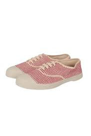 Bensimon Plimsoll In Red Stripe Cabbages Roses