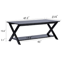 Received the set and it looks great (for the price)!!! Choochoo Black Coffee Table With Wood Top For Living Room Easy Assembly Rectangle Retro Coffee Table With Open Shelf Coffee Tables Tables Ekoios Vn