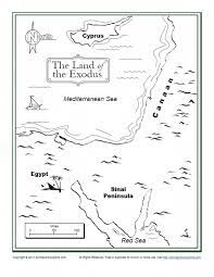 Moses flees, the burning bush. The Land Of The Exodus Bible Coloring Map Children S Bible Activities Sunday School Activities For Kids