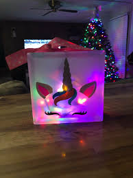 Unicorn Light Box Glass Crafts Glass Block Crafts Glass Blocks