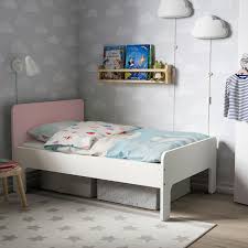 Slakt Ext Bed Frame With Slatted Bed Base White Pale Pink 80x200 Cm Ikea Bed Frame Bed Bed Base
