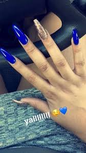 They look amazing with white furry coats. 10 Blue Coffin Nails Ideas Blue Nails Nails Nail Designs
