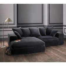 Ecksofa 4 Sitzig Aus Velours Grau Bruges Maisons Du Monde Ecksofas Ecksofa Wohnzimmer Gestalten