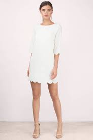 Try opting for an open neckline for a more. Sweetly Scalloped Dress In Cream In 2021 Cream Shift Dress White Long Sleeve Shift Dress White Shift Dresses
