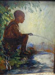 John Wesley Hardrick Boy Fishing People Art Artist Painting