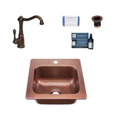 single bowl copper bar sink
