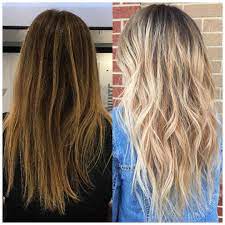 Before And After Transformation Brighter Beige Blonde Balayage Balayage Hair Blonde Beige Blonde Balayage Colored Hair Tips