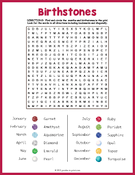 birthstones word search