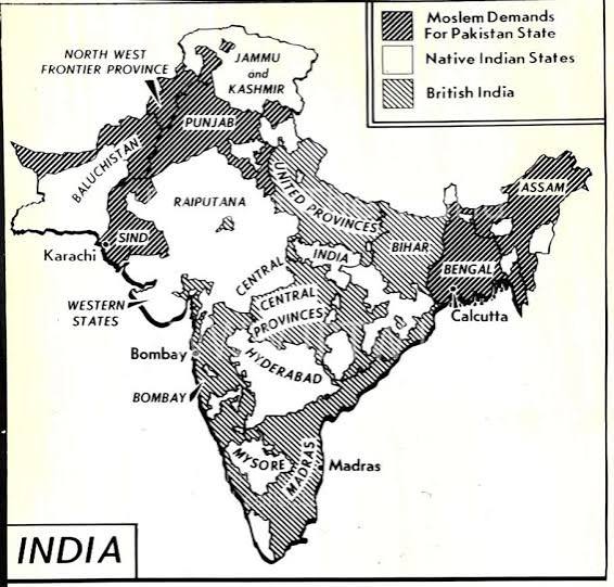 Gujarat History on X: "75 years old map of India showing pre-partition complexities of situation in August 1947." / X