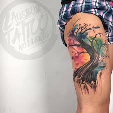 Two slender flowers grow upwards from a small watercolor earth. Pin On Newstyle Tattoos