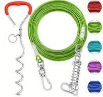 ShawFly Solid Dog Stake And Tie Out Cable 3m, 5m, 10m Premium Steel Spiral  Dog Tie With 16 Inch Spiral Ground Stake For Outdoor Yard And Camping Puppy  ...
