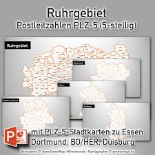 Bus linie 329 planabfahrtszeiten für die kommende woche: Ruhrgebiet Postleitzahlen Plz 5 Powerpoint Karte Grebemaps Kartographie
