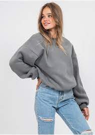 Lou & grey signature softblend sweatshirt. Cotton Oversized Sweatshirt In Dark Grey Outfitbook