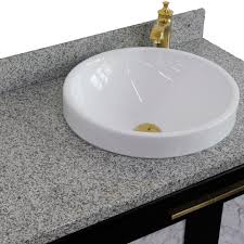 Top mount sinks have recently risen in popularity due to their added protection of worktop edges that can be chipped and scratched over time if not properly this sink can be used for both kitchen and bathroom countertop applications. 43 Single Vanity In Black Finish With Countertop And Sink Options Right Door Right Sink