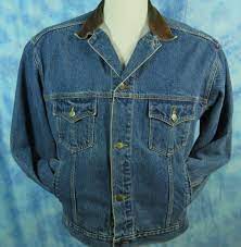 Marlboro Country Store Mens L Denim Blue Trucker Jean Jacket Leather Collar Nice Marlboroclassics Jeanj Blue Jean Jacket Mens Denim Coat Jacket Denim Country