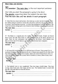Find The Main Idea And The Details In Every Paragraph In 2020 Main Idea Reading Worksheets Esl Worksheets