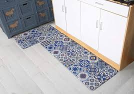 Often these are used as runners in the front area of a try to pick one with a simple color and design, maybe cream and a dark blue. Lidimei Kitchen Rugs And Mats Anti Fatigue Mat Kitchen Set Of 2 Kitchen Rug Sets Non Skid Bohemian Blue Thick Cushioned Mats For Floor 17 X47 17 28 Pricepulse