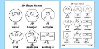 Use this poster as a visual reminder for your students of the names of common 2d shapes. 2d Shapes Words Colouring Sheets Teacher Made