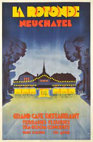 monogram 1925 la rotonde neuchatel furstentum liechtenstein schweiz plakat