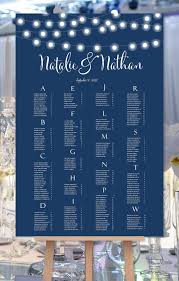 Wedding Seating Chart Poster String Lights Navy Blue Print Ready Digital File