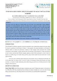 Mutual bond funds allow investors to diversify their investments. Fund Manager S Timing Ability In Market Of Select Mutual Funds Schemes By Transtellar Publications Issuu