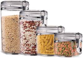 The exceptionally clear material lets you see inside at a glance and the tight lids protect against dust. Amazon Com Kryllic Storage Jars Food Storage Canisters For Kitchen Containers Sets Plastic Canister Set Of 4 With Airtight Lids Flour Cereal Coffee Sugar Tall Mason Jar Food Storage For Kitchen