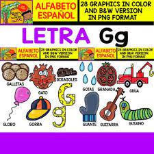 This letter usually sounds much like an english g. Spanish Alphabet Clipart Set Letter G 28 Items Letter G Clip Art Alphabet Clipart