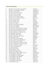 One word can often express the idea of a phrase or a clause and can help in writing or communicating precisely. One Word Substitution