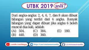 Kumpulan modul penyusunan soal hots higher order thinking skills from www.defantri.com. Soal Asli Utbk 2019 Matematika Saintek Permutasi Youtube