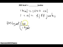 unit conversion kilocalories calories or kcals to joules