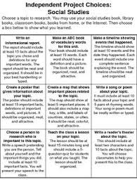 Independent Research Projects For Science Social Studies Enrichment Choices Social Studies 6th Grade Social Studies Social Studies Resources