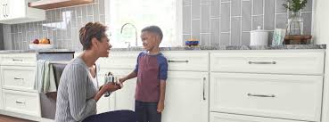 In narrow or small kitchens, it's a good idea to think about access to cupboards and drawers — especially when the room is full of family members. Family Friendly Kitchen Design Ideas Wolf Home Products
