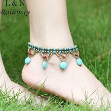 Jewelry Store Rainbery Bohemian Anklets Bracelets For Women Beach Holiday Green Beads Chains Foot Jewelry Wholesale Anklets Ja0060 Boncuklu Halhal Halhal Orgu Bileklik Modelleri