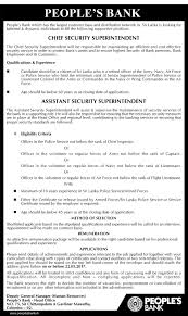 Chief Security Superintendent Assistant Security Superintendent At People S Bank Careerfirst Peoples Bank Superintendent Recruitment