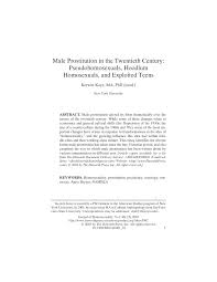 PDF) Male prostitution in the twentieth century: pseudohomosexuals, hoodlum  homosexuals, and exploited teens