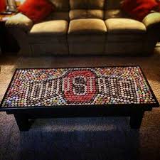 Ohio State Table Made From Bottlecaps I Love This Bottle Cap Table Beer Cap Crafts Beer Cap Art