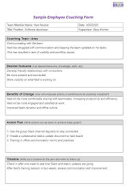 Mangoapps brings your frontline, office and remote teams together on one employee platform. Free Employee Coaching Template Improve Employee Performance Viamaven The 1 Performance Review Generator